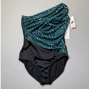 Magicsuit Shadow Dot  Goddess One-Piece swim Teal black 16 $174